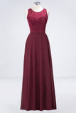 MISSHOW offers Crew Neck Floral Lace Evening Dress Floor Length Burgundy Bridesmaid Dress at a good price from Misshow