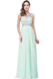 Crystal A-line Jewel Chiffon Prom Dress
