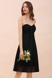 Cute Black knee length Bridesmaid Dress Sweetheart homecoming Dress for Girls-misshow.com