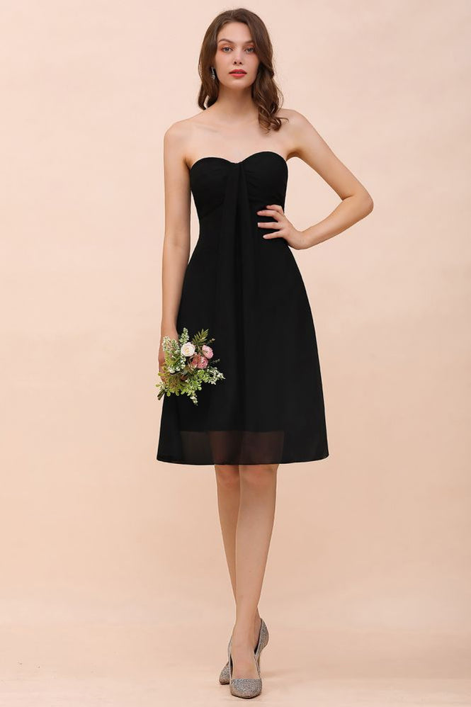 Cute Black knee length Bridesmaid Dress homecoming Dress for Girls