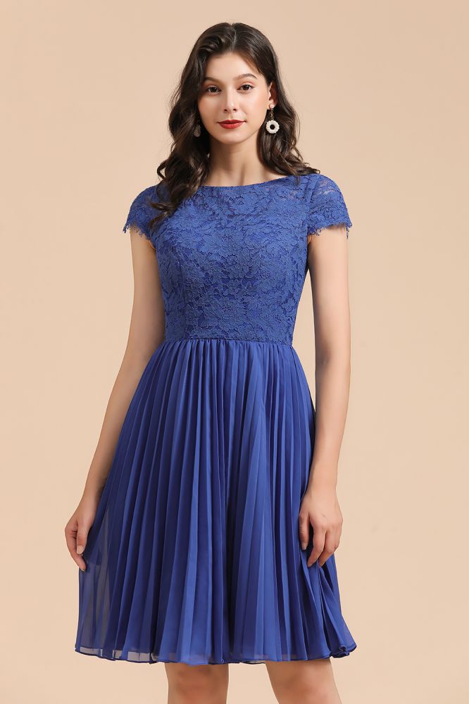 MISSHOW offers Cute Lace Chiffion Mini Party Dress Short Sleeves  Knee Length Homecoming Dress at a good price from Misshow