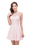 A plus size Pearl Pink bridesmaid dress made of 100D Chiffon are trendy for  . Shop MISSHOW with elaborately designed Appliques gowns for your bridesmaids.