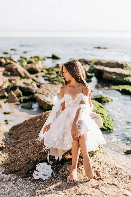 Cute Off-the-shoulder A-line Sleeveless Flower Girls Dress With Lace-misshow.com