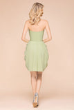 Cute Sleeveless slim Ruffle Chiffon Mini Bridesmaid Dress Wedding Guest Dress-misshow.com