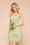 Cute Sleeveless slim Ruffle Chiffon Mini Bridesmaid Dress Wedding Guest Dress-misshow.com