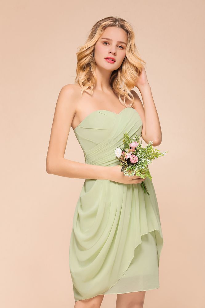Cute Sleeveless slim Ruffle Chiffon Mini Bridesmaid Dress Wedding Guest Dress | MISSHOW Cute Sleeveless slim Ruffle Chiffon Mini Bridesmaid Dress Wedding Guest Dress | MISSHOW