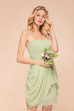 Cute Sleeveless slim Ruffle Chiffon Mini Bridesmaid Dress Wedding Guest Dress-misshow.com