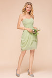 Cute Sleeveless slim Ruffle Chiffon Mini Bridesmaid Dress Wedding Guest Dress-misshow.com