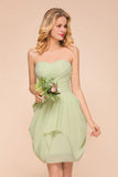 Cute Sleeveless slim Ruffle Chiffon Mini Bridesmaid Dress Wedding Guest Dress-misshow.com