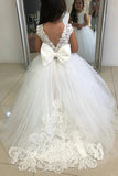 Cute Tulle Ivory Sleeveless Flower Girls Dresses Ball Gown