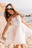 Cute White A-line Sleeveless Appliques Flower Girls Dress With Lace-misshow.com