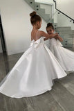Cute White Long Sleeves Tulle Flower Girl Dresses-misshow.com