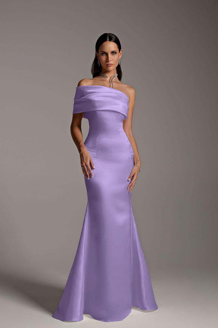 One Shoulder Sleeveless Mermaid Long Formal Dress With Ruffles