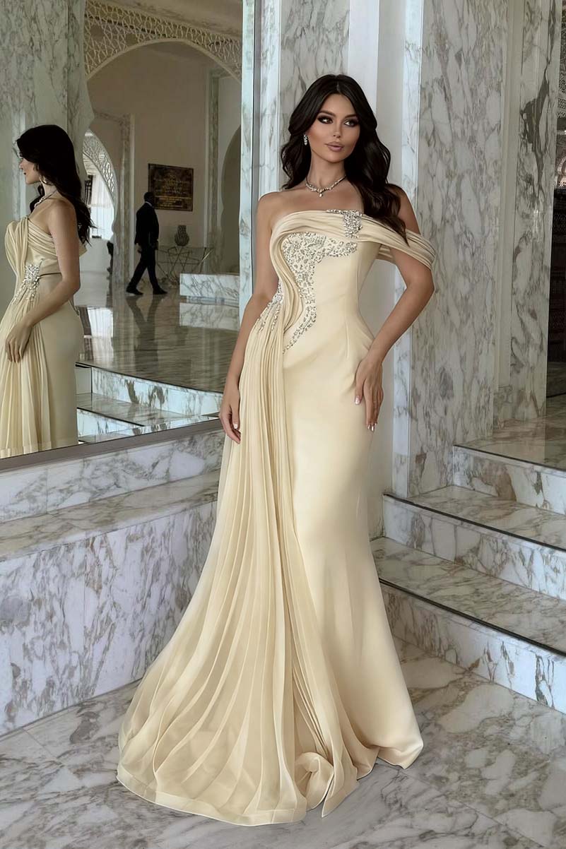 One Shoulder Sleeveless Long Mermaid Formal Dress With Beading