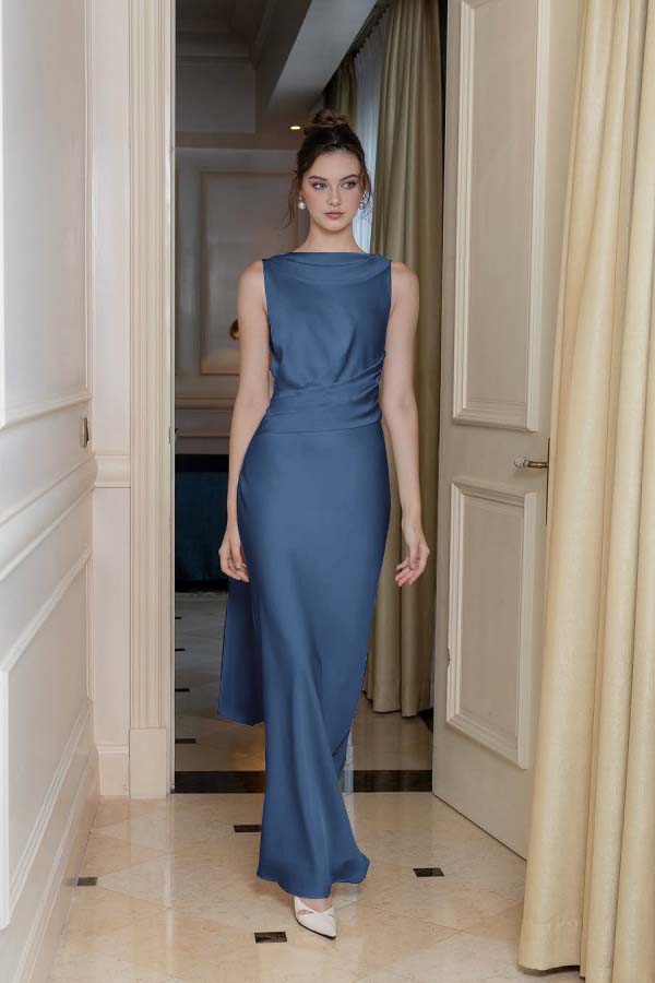 婢跺秴鍩桹ne Shoulder Long Sleeve Long High Split Formal Dress With Beading