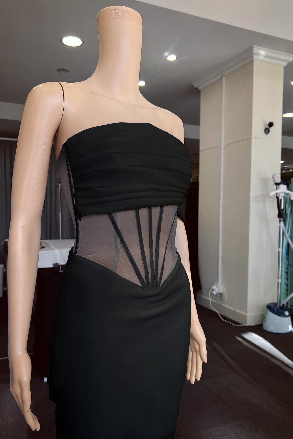 White Off the Shoulder Strapless Mermaid Formal Dress With Pleated