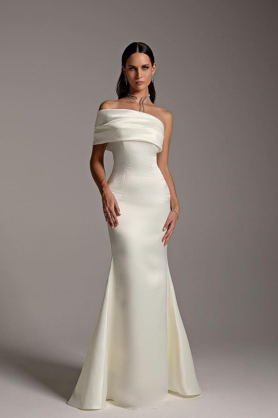 One Shoulder Sleeveless Mermaid Long Formal Dress With Ruffles