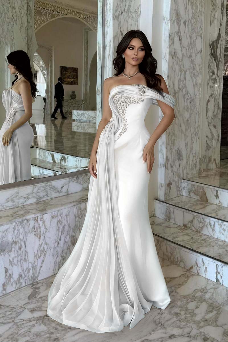 One Shoulder Sleeveless Long Mermaid Formal Dress With Beading