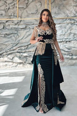 Dark Green Spaghetti Sleeveless Mermaid Floor-Length Satin Prom Evening Dresses-misshow.com