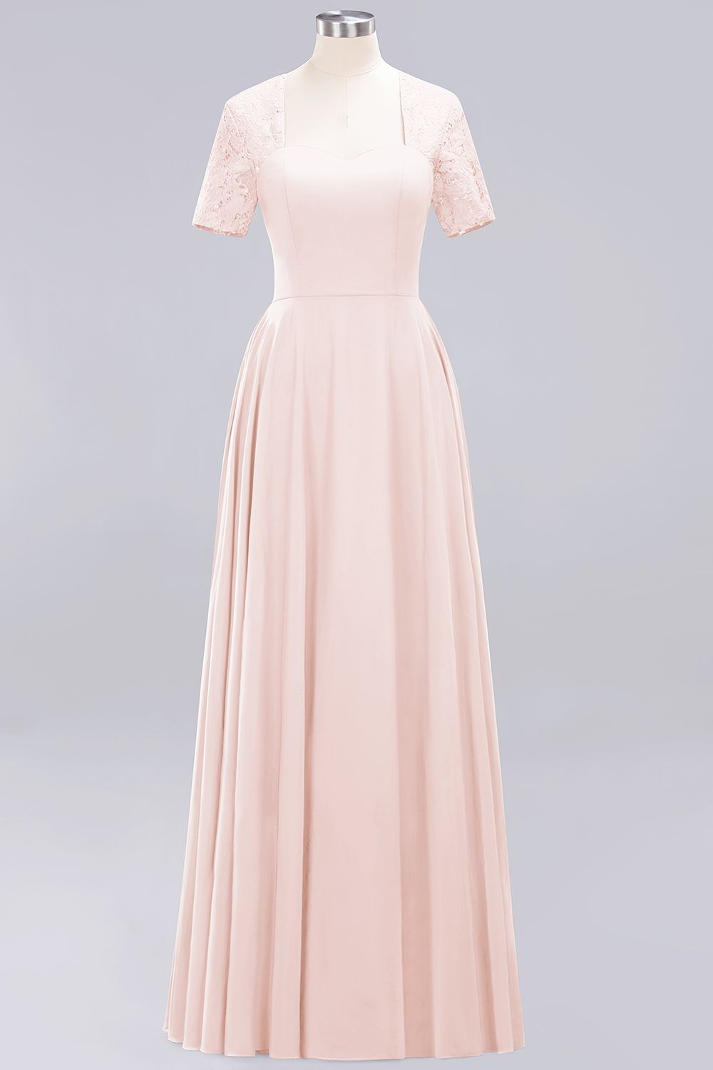 Dark Navy Open-Back Long Bridesmaid Dresses With Short Sleeves