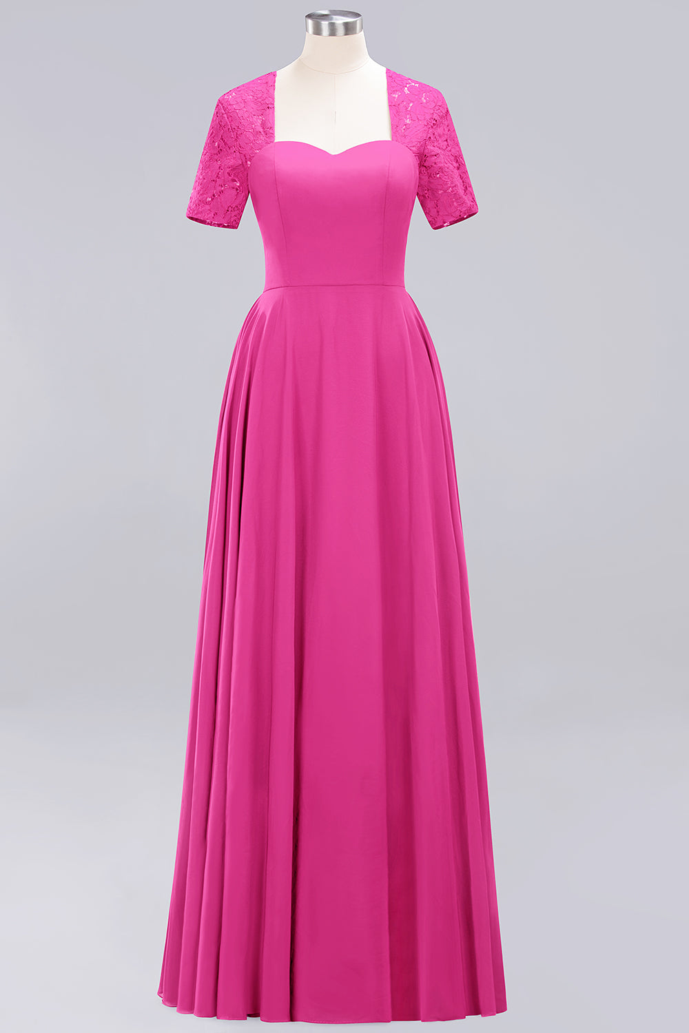 Dark Navy Open-Back Long Bridesmaid Dresses With Short Sleeves