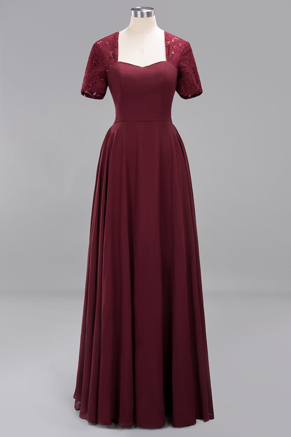 Dark Navy Open-Back Long Bridesmaid Dresses With Short Sleeves