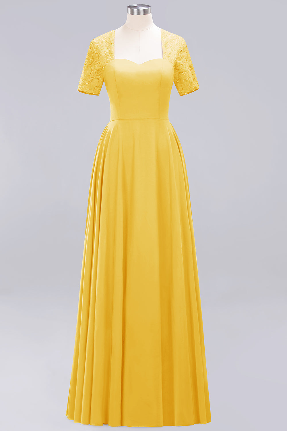 Dark Navy Open-Back Long Bridesmaid Dresses With Short Sleeves