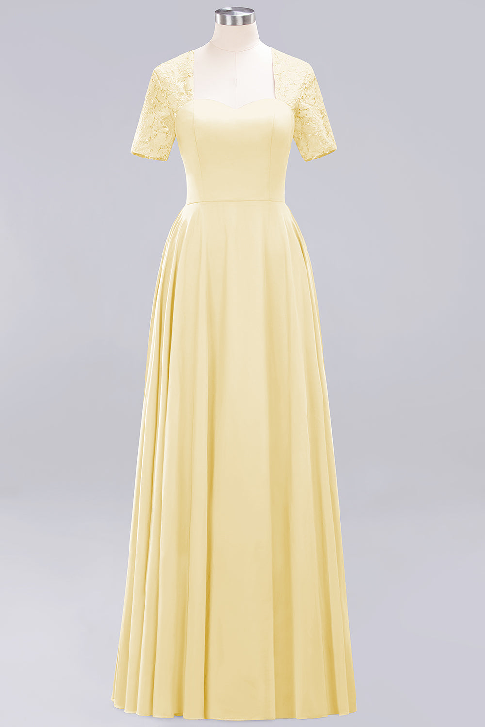 Dark Navy Open-Back Long Bridesmaid Dresses With Short Sleeves