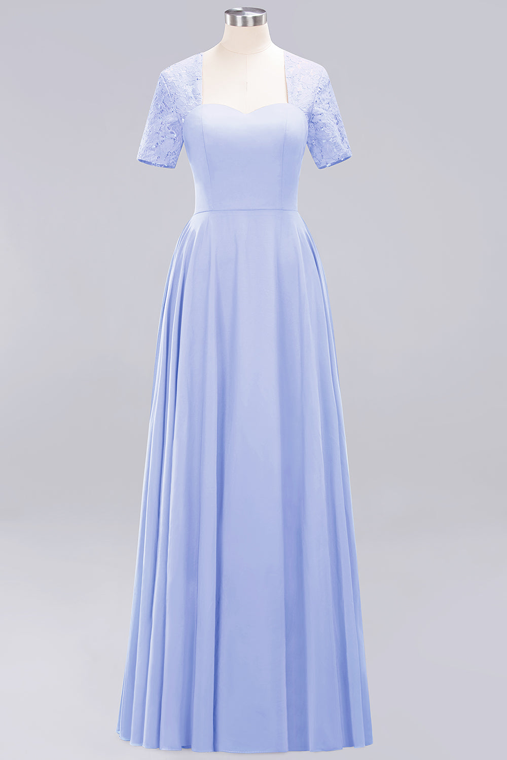 Dark Navy Open-Back Long Bridesmaid Dresses With Short Sleeves