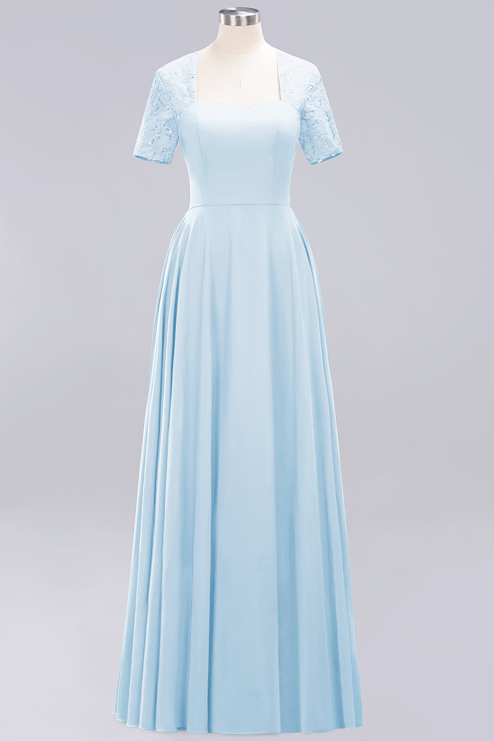 Dark Navy Open-Back Long Bridesmaid Dresses With Short Sleeves