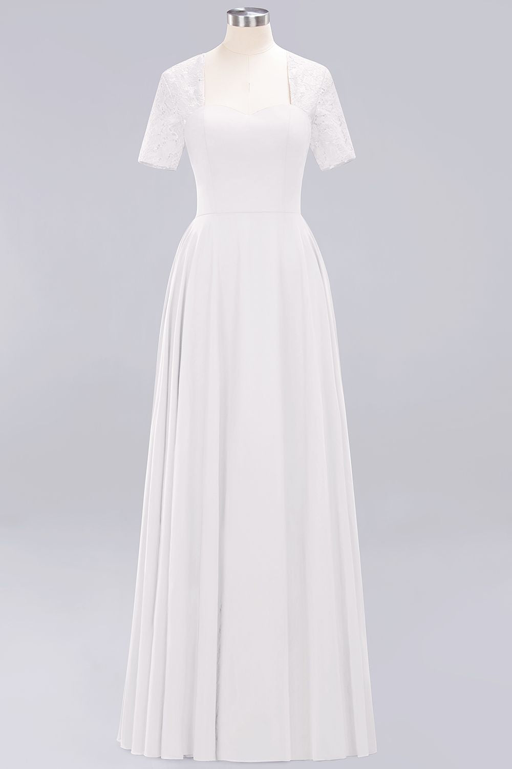 Dark Navy Open-Back Long Bridesmaid Dresses With Short Sleeves