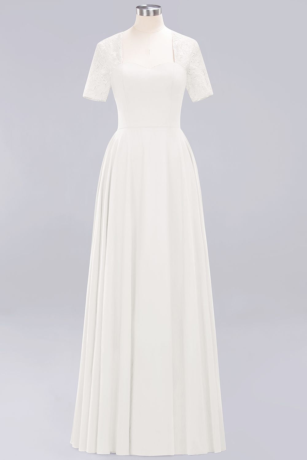 Dark Navy Open-Back Long Bridesmaid Dresses With Short Sleeves