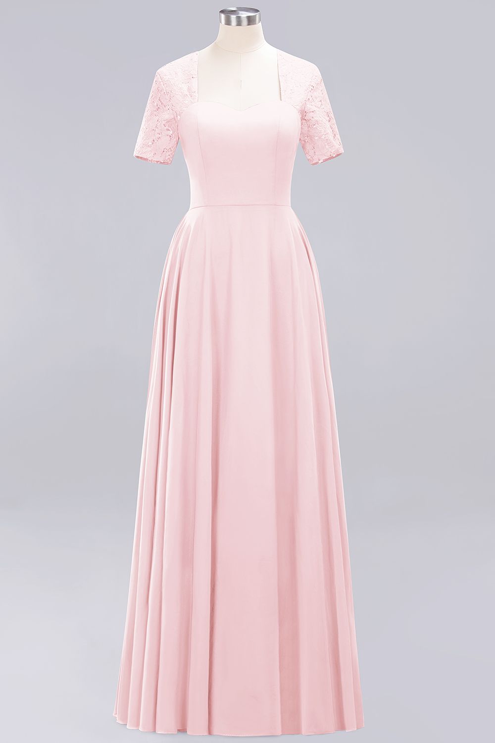 Dark Navy Open-Back Long Bridesmaid Dresses With Short Sleeves