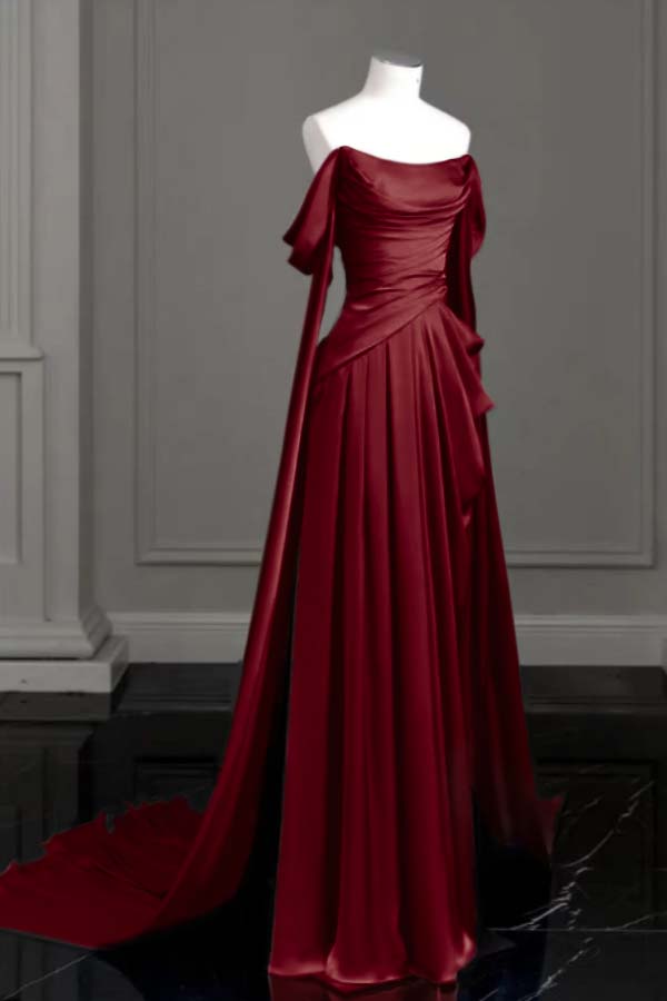 Off the Shoulder Strapless Sleeveless Long Formal Dress With Pleated