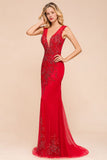 MISSHOW offers Deep V-Neck Sleeveless Lace Appliques Evening Maxi Dress A-line Chiffon Prom Dress at a good price from Ivory,Blushing Pink,Red,Burgundy,Gold,Champagne,Royal Blue,Dark Navy,Silver,Dark Green,Tulle to A-line,Mermaid Floor-length them. Stunning yet affordable Sleeveless Prom Dresses,Evening Dresses.