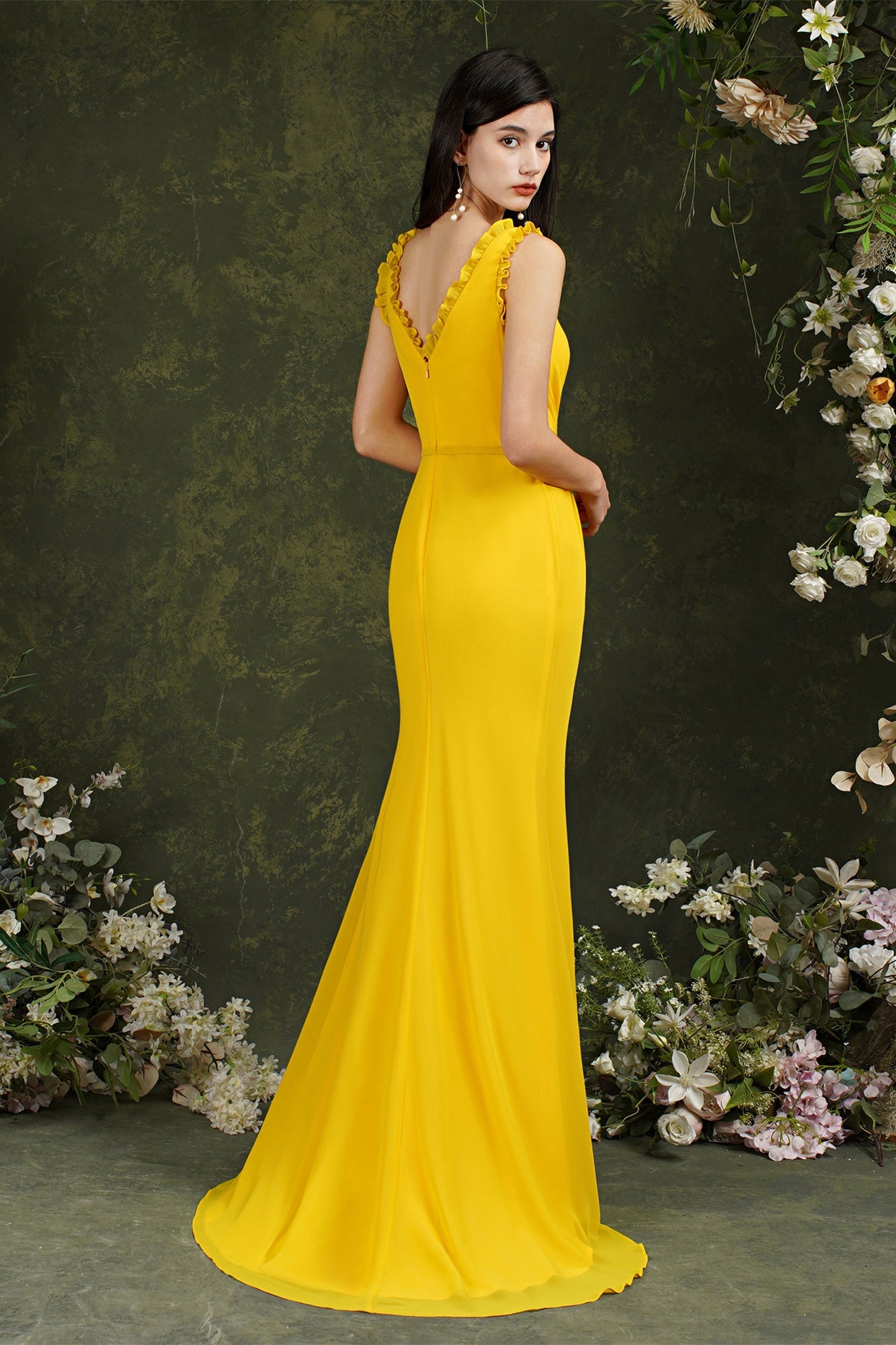 Deep V neck Sleeveless Split Front Floor-Length Prom dress-misshow.com