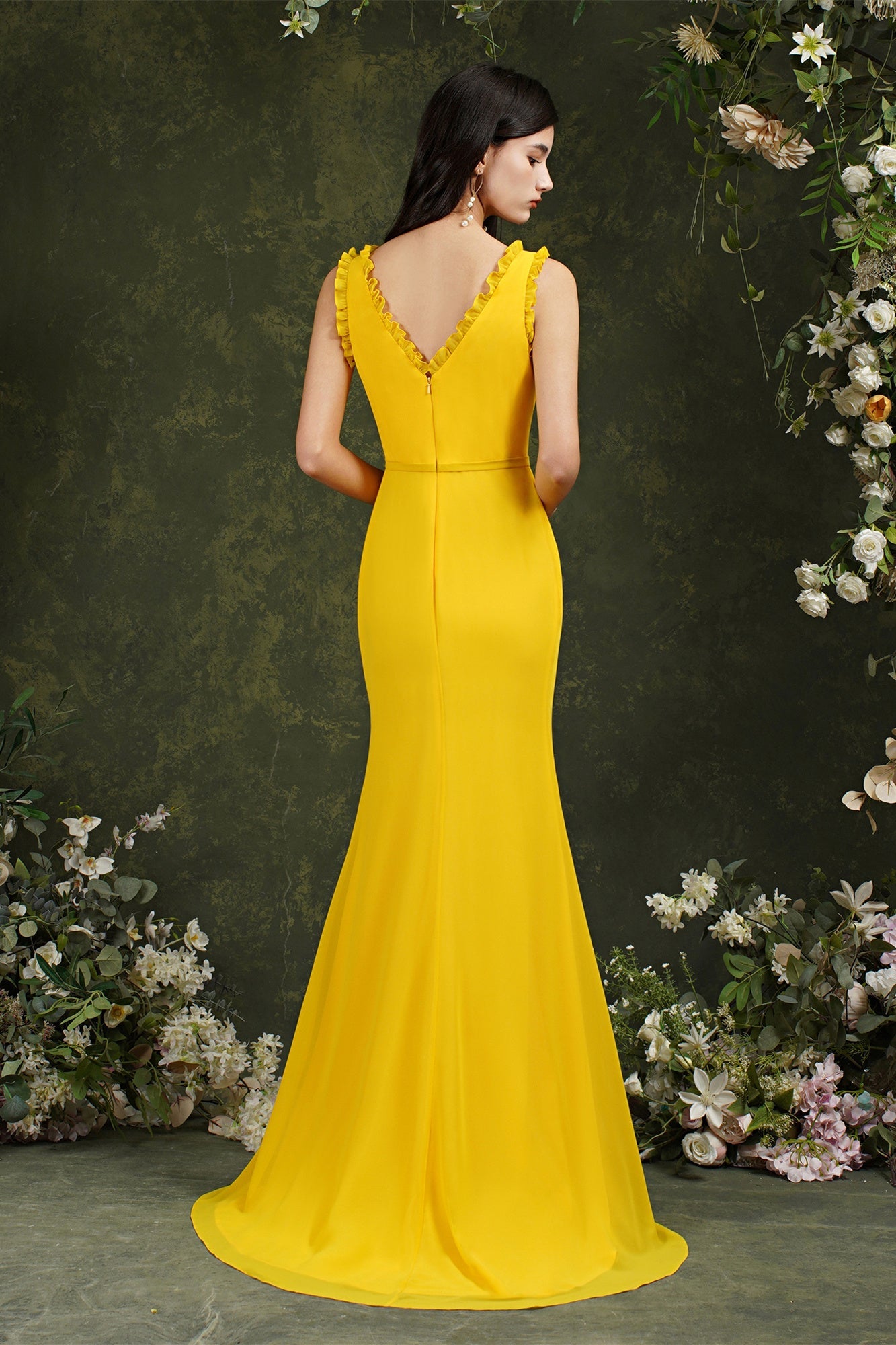 Deep V neck Sleeveless Split Front Floor-Length Prom dress-misshow.com