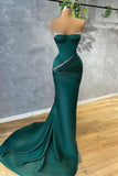 Deluxe Floor Length Sleeveless Mermaid Satin Prom Dress with Ruffles-misshow.com
