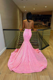 Deluxe Floor Length Sleeveless Mermaid Sequined Prom Dress with Ruffles-misshow.com