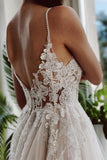 Designer A-line Appliques V-neck Wedding Dresses With Lace-misshow.com