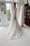 Designer A-line Appliques V-neck Wedding Dresses With Lace