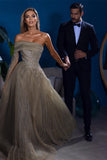 Designer A-line Off-the-shoulder Long Sleeves Sequined Prom Dress-misshow.com