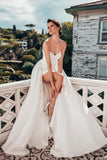 Designer A-line Satin Sleeveless Wedding Dresses With Lace-misshow.com