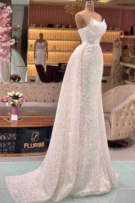 Designer Long Ivory Strapless Mermaid Prom Dresses With Glitter Designer Long Ivory Strapless Mermaid Prom Dresses With Glitter
