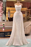 Designer Long Ivory Strapless Mermaid Prom Dresses With Glitter