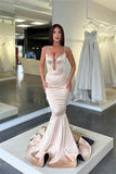 Designer Long Mermaid Spaghetti Straps Satin Sleeveless Prom Dress
