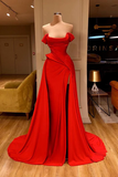 Designer Long Red A-line Sleeveless Satin Sexy Prom Dress With Slit-misshow.com