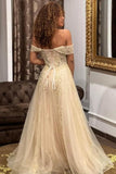 Designer Off-the-shoulder A-line Long Evening Dresses With Lace-misshow.com