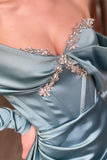Designer Off-the-shoulder Long Sleeves Glitter Mermaid Prom Dress With Glitter-misshow.com
