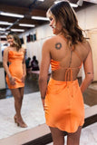 Designer Orange Ruffles Sleeveless Short Homecoming Dresses-misshow.com